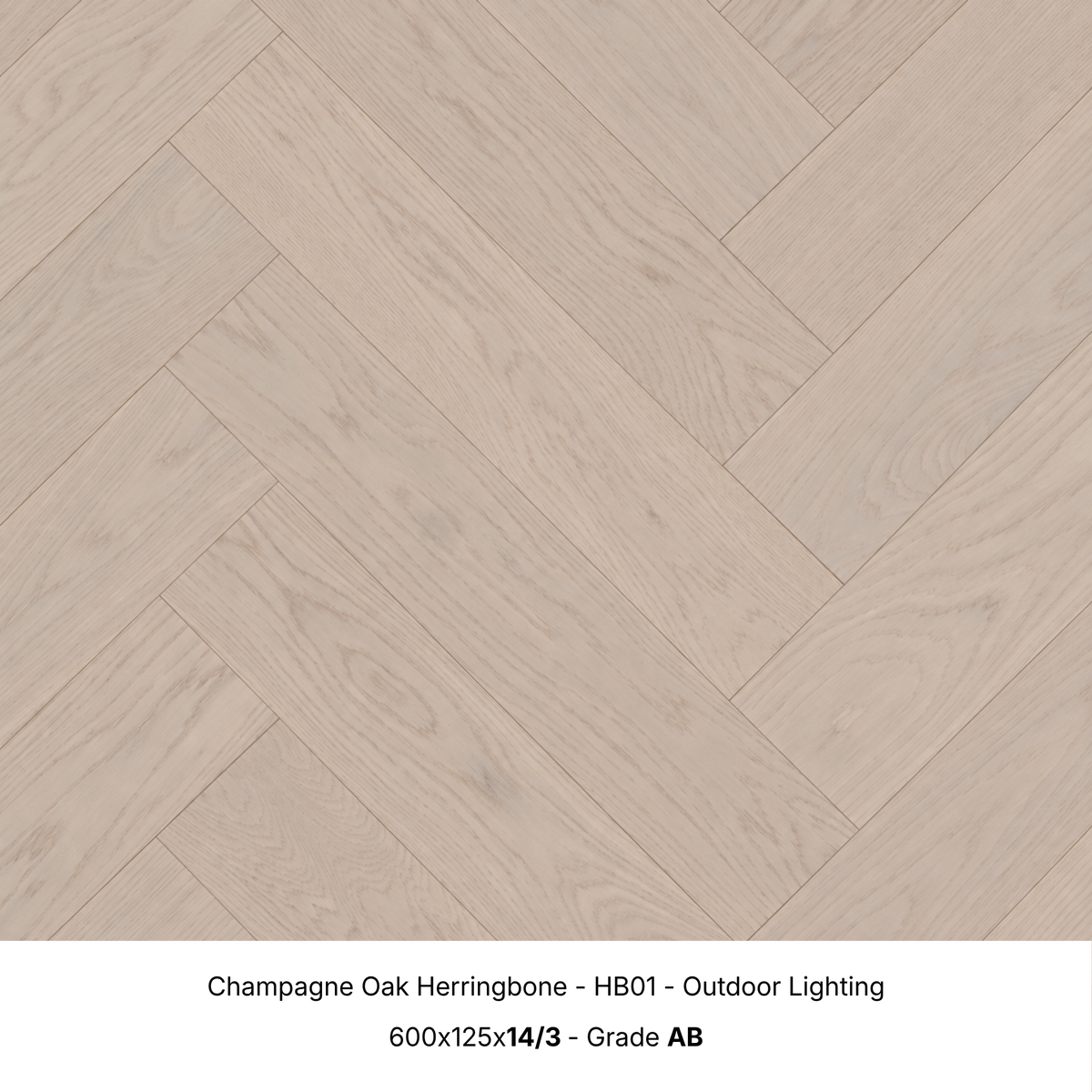 Champagne Oak engineered herringbone timber flooring under natural outdoor lighting