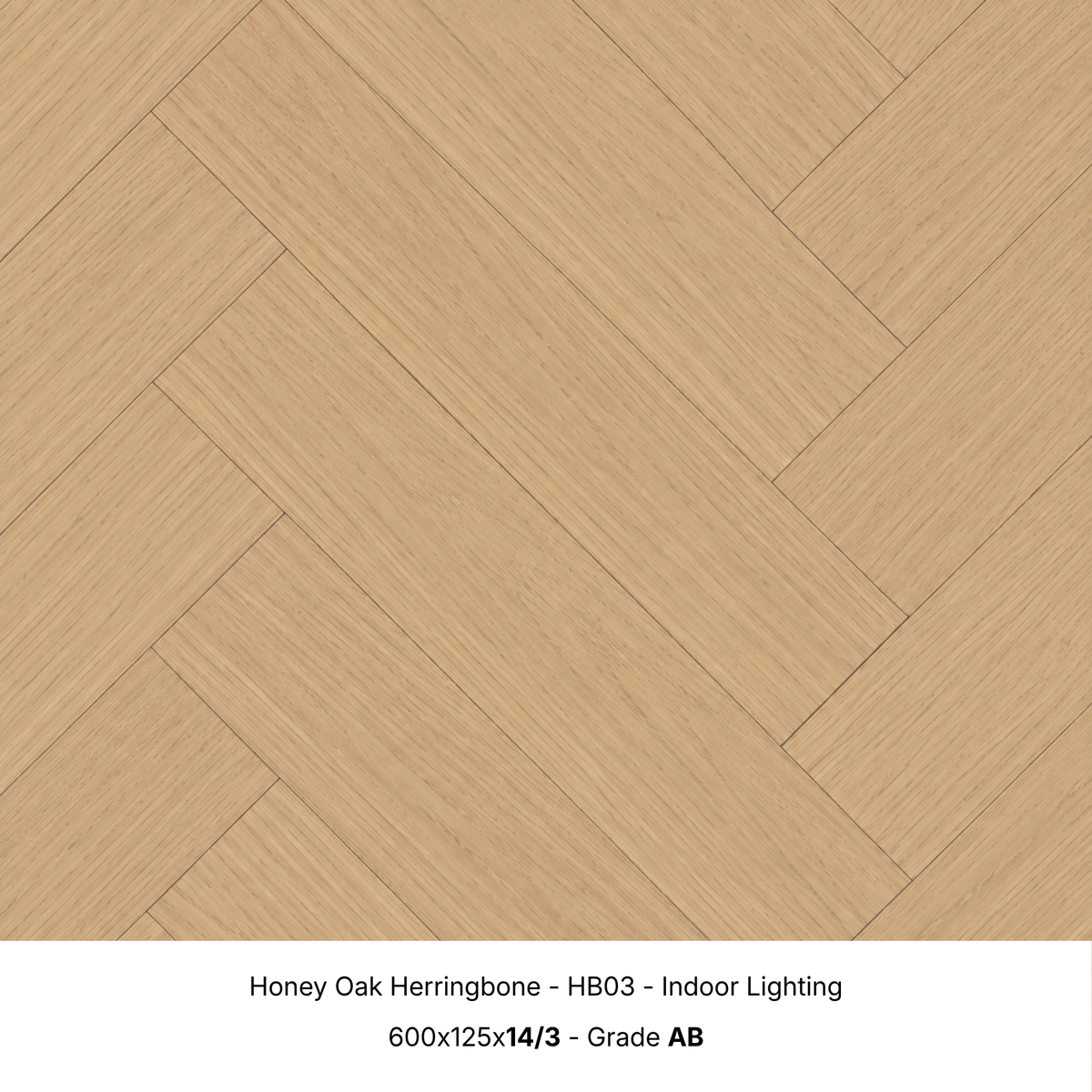 Honey Oak engineered herringbone timber flooring under indoor lighting