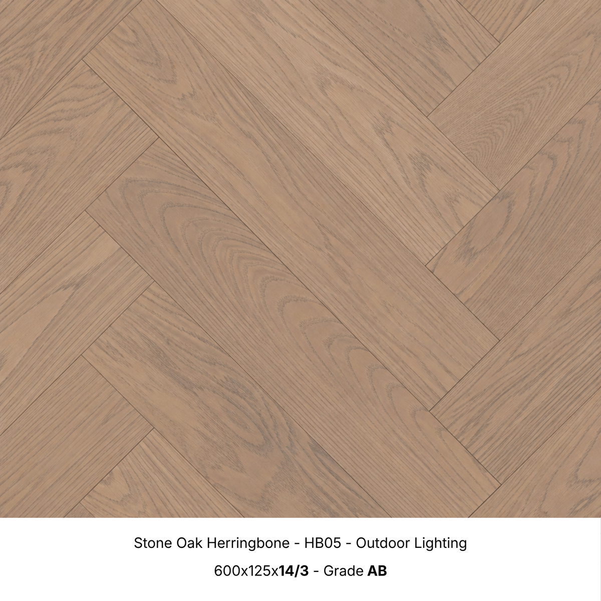 Stone Oak engineered herringbone timber flooring under natural outdoor lighting