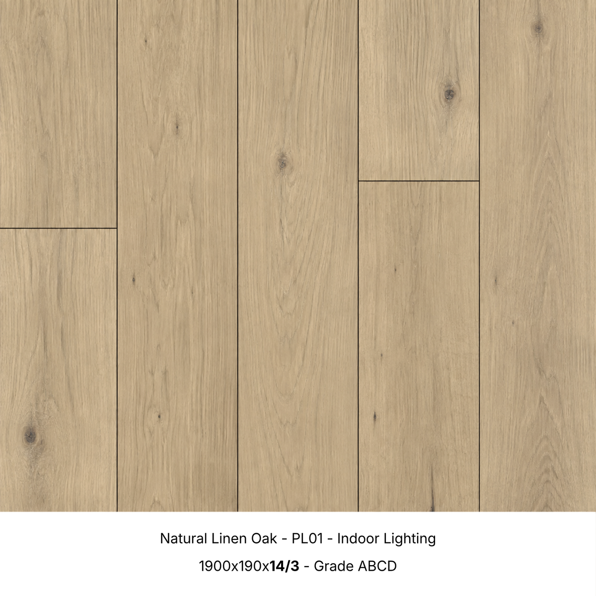 Natural Linen Oak engineered timber flooring under indoor lighting