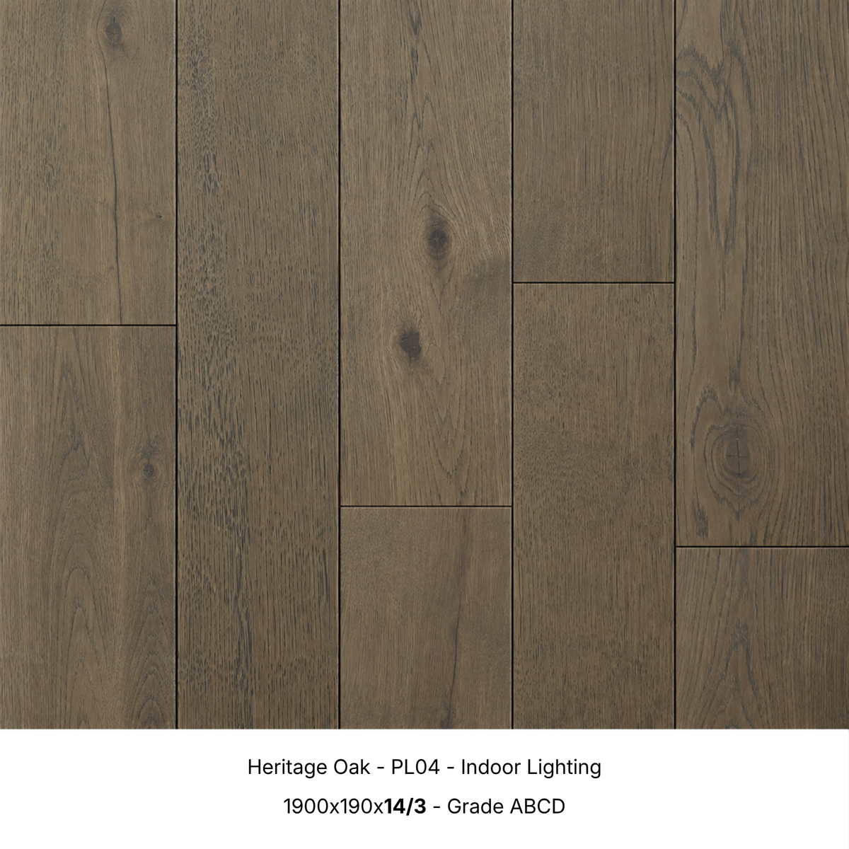 Heritage Oak engineered timber flooring under indoor lighting